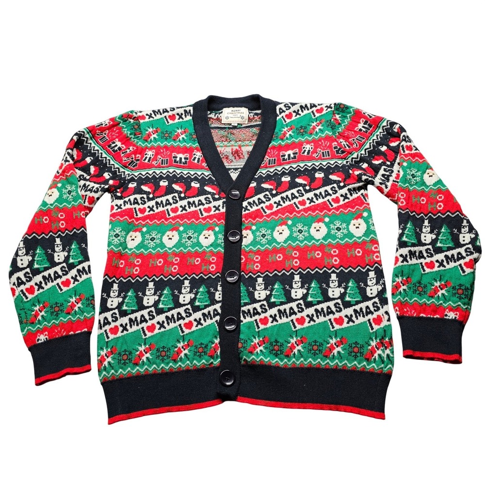 Daisys Boutique Christmas Cardigan Small Multicolor Fair Isle Holiday Sweater